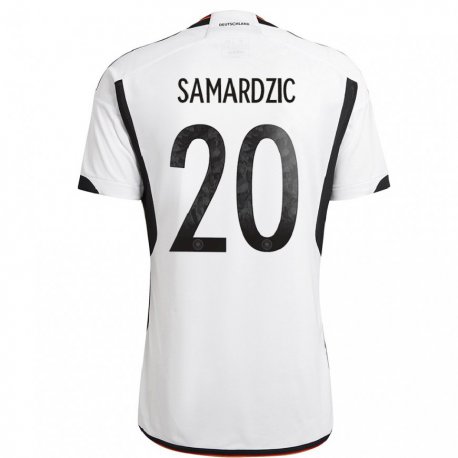 Kandiny Enfant Maillot Allemagne Lazar Samardzic #20 Blanc Noir Tenues Domicile 22-24 T-shirt