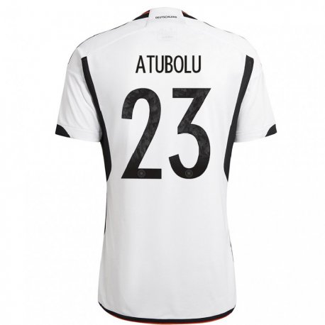 Kandiny Enfant Maillot Allemagne Noah Atubolu #23 Blanc Noir Tenues Domicile 22-24 T-shirt