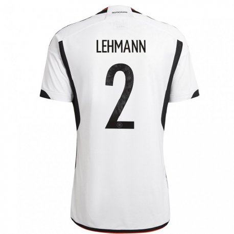 Kandiny Enfant Maillot Allemagne Paul Lehmann #2 Blanc Noir Tenues Domicile 22-24 T-shirt