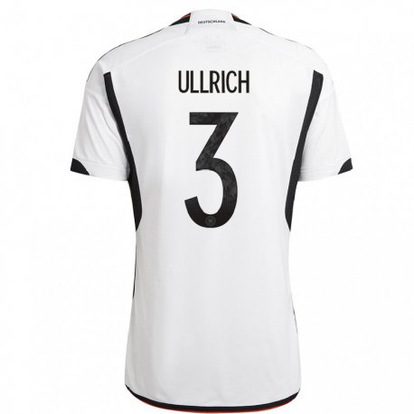 Kandiny Enfant Maillot Allemagne Lukas Ullrich #3 Blanc Noir Tenues Domicile 22-24 T-shirt