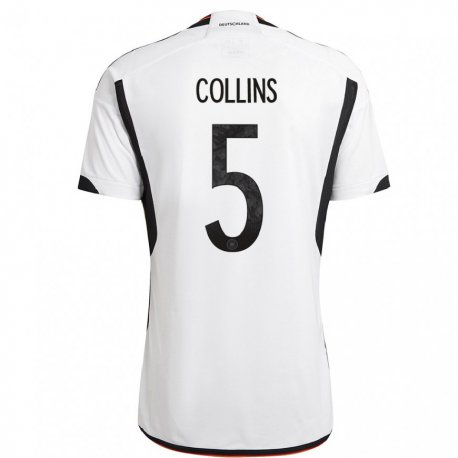 Kandiny Enfant Maillot Allemagne Nnamdi Collins #5 Blanc Noir Tenues Domicile 22-24 T-shirt