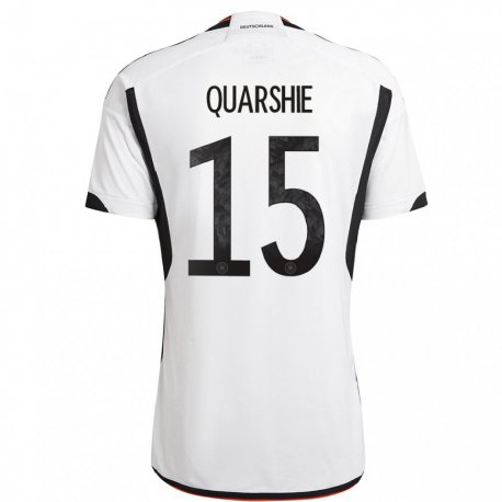 Kandiny Enfant Maillot Allemagne Joshua Quarshie #15 Blanc Noir Tenues Domicile 22-24 T-shirt