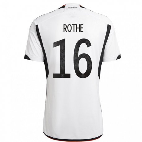 Kandiny Enfant Maillot Allemagne Tom Rothe #16 Blanc Noir Tenues Domicile 22-24 T-shirt