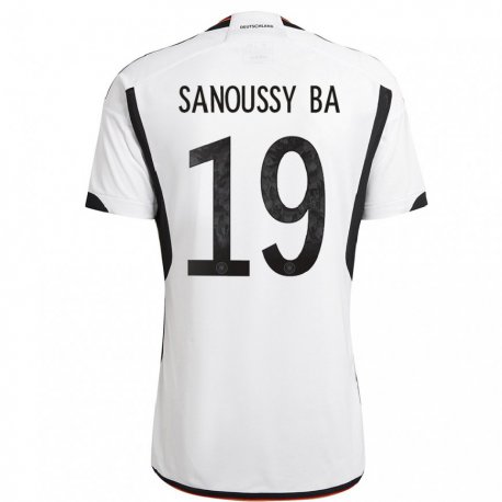 Kandiny Enfant Maillot Allemagne Sanoussy Ba #19 Blanc Noir Tenues Domicile 22-24 T-shirt