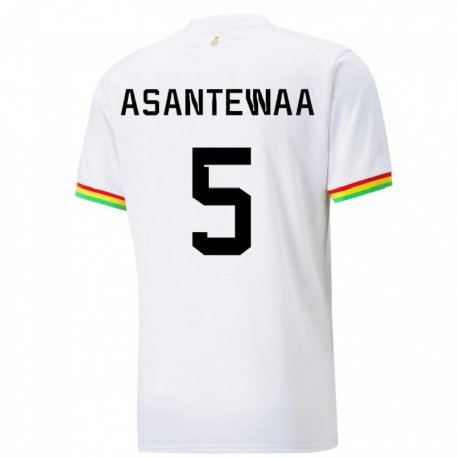Kandiny Enfant Maillot Ghana Grace Asantewaa #5 Blanc Tenues Domicile 22-24 T-shirt