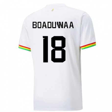 Kandiny Enfant Maillot Ghana Doris Boaduwaa #18 Blanc Tenues Domicile 22-24 T-shirt