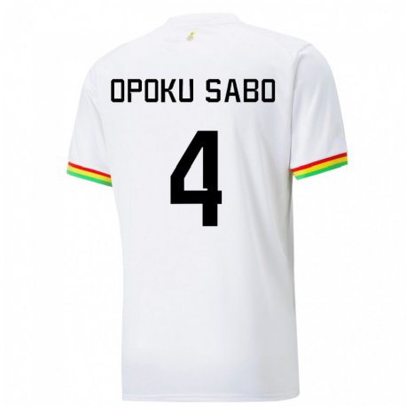 Kandiny Enfant Maillot Ghana Alex Opoku Sabo #4 Blanc Tenues Domicile 22-24 T-shirt