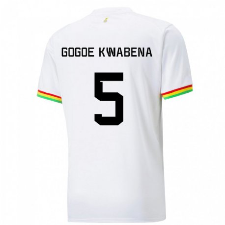 Kandiny Enfant Maillot Ghana Boahen Gogoe Kwabena #5 Blanc Tenues Domicile 22-24 T-shirt