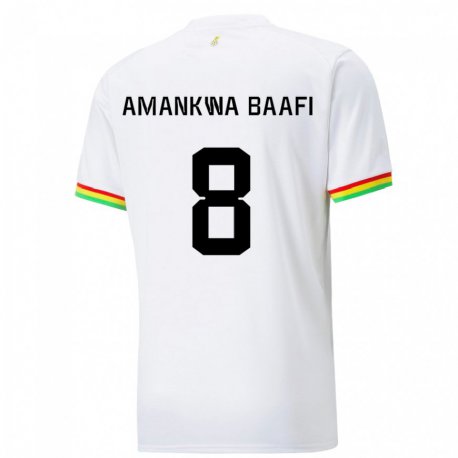 Kandiny Enfant Maillot Ghana Yaw Amankwa Baafi #8 Blanc Tenues Domicile 22-24 T-shirt