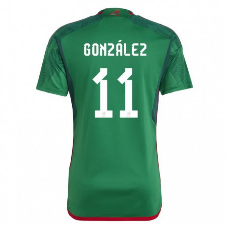Kandiny Enfant Maillot Mexique Bryan Gonzalez #11 Vert Tenues Domicile 22-24 T-shirt