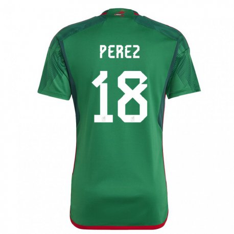 Kandiny Enfant Maillot Mexique Jonathan Perez #18 Vert Tenues Domicile 22-24 T-shirt