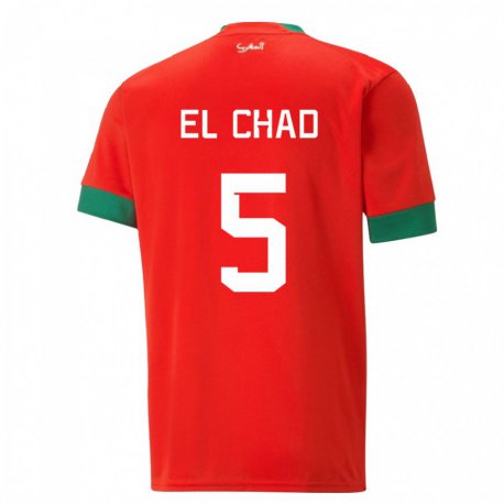 Kandiny Enfant Maillot Maroc Nesryne El Chad #5 Rouge Tenues Domicile 22-24 T-shirt
