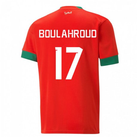 Kandiny Enfant Maillot Maroc Charaf Eddine Boulahroud #17 Rouge Tenues Domicile 22-24 T-shirt