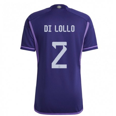 Kandiny Enfant Maillot Argentine Lautaro Di Lollo #2 Violet Tenues Extérieur 22-24 T-shirt