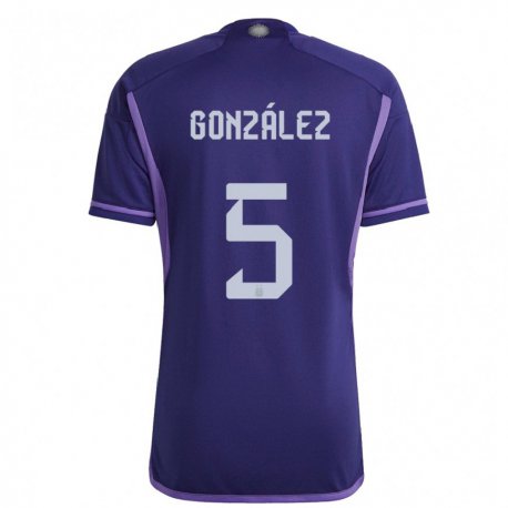 Kandiny Enfant Maillot Argentine Maximiliano Gonzalez #5 Violet Tenues Extérieur 22-24 T-shirt
