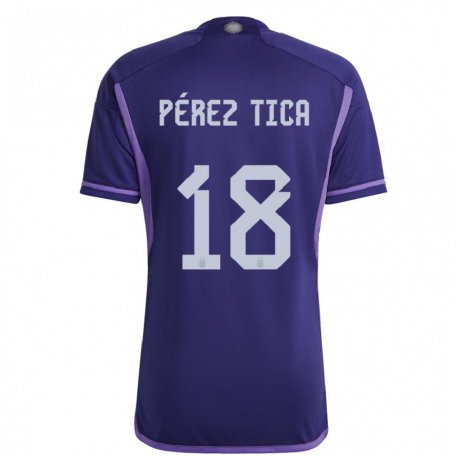 Kandiny Enfant Maillot Argentine Jeremias Perez Tica #18 Violet Tenues Extérieur 22-24 T-shirt