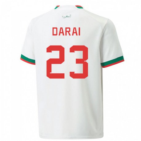 Kandiny Enfant Maillot Maroc Hamza Darai #23 Blanc Tenues Extérieur 22-24 T-shirt