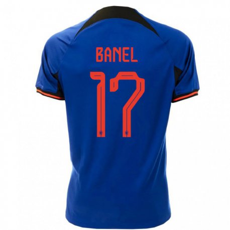 Kandiny Enfant Maillot Pays-bas Jaydon Banel #17 Bleu Royal Tenues Extérieur 22-24 T-shirt
