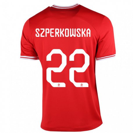 Kandiny Enfant Maillot Pologne Oliwia Szperkowska #22 Rouge Tenues Extérieur 22-24 T-shirt