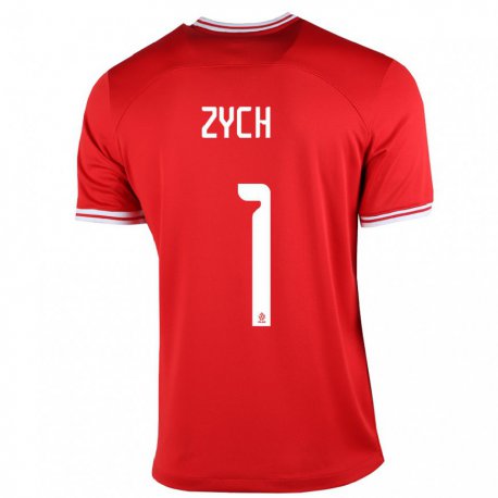 Kandiny Enfant Maillot Pologne Oliwier Zych #1 Rouge Tenues Extérieur 22-24 T-shirt