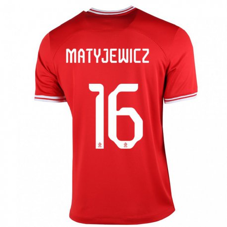 Kandiny Enfant Maillot Pologne Wiktor Matyjewicz #16 Rouge Tenues Extérieur 22-24 T-shirt