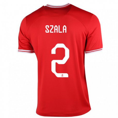 Kandiny Enfant Maillot Pologne Dominik Szala #2 Rouge Tenues Extérieur 22-24 T-shirt