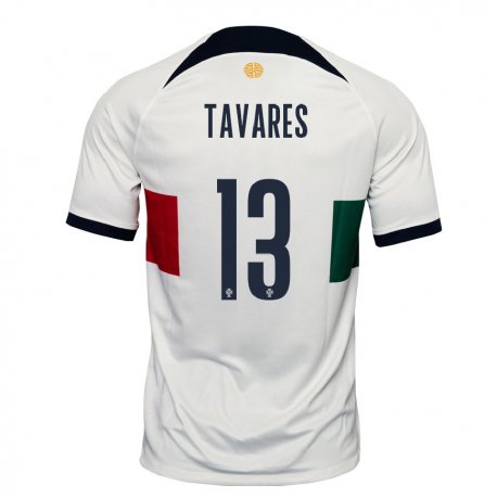 Kandiny Enfant Maillot Portugal Nuno Tavares #13 Blanc Tenues Extérieur 22-24 T-shirt