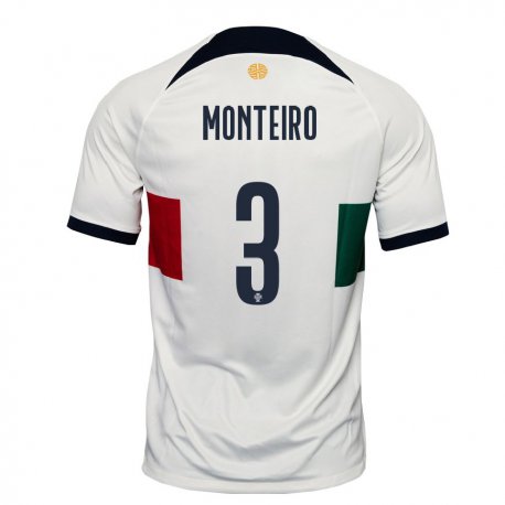 Kandiny Enfant Maillot Portugal Diogo Monteiro #3 Blanc Tenues Extérieur 22-24 T-shirt