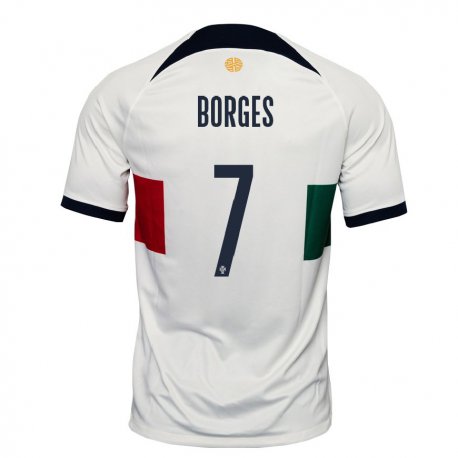 Kandiny Enfant Maillot Portugal Carlos Borges #7 Blanc Tenues Extérieur 22-24 T-shirt