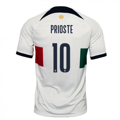 Kandiny Enfant Maillot Portugal Diogo Prioste #10 Blanc Tenues Extérieur 22-24 T-shirt