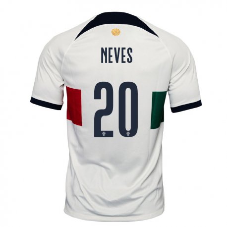 Kandiny Enfant Maillot Portugal Joao Neves #20 Blanc Tenues Extérieur 22-24 T-shirt