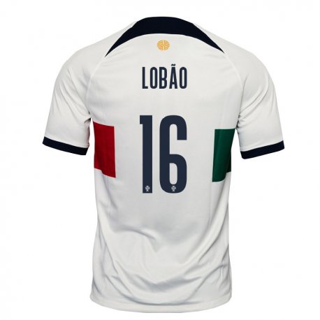 Kandiny Enfant Maillot Portugal Diogo Lobao #16 Blanc Tenues Extérieur 22-24 T-shirt