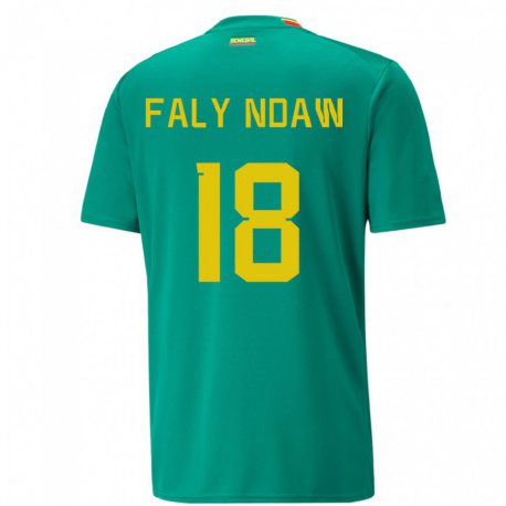 Kandiny Enfant Maillot Sénégal Faly Ndaw #18 Vert Tenues Extérieur 22-24 T-shirt