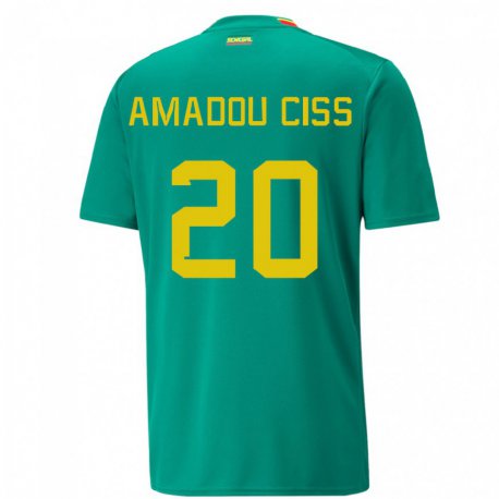 Kandiny Enfant Maillot Sénégal Amadou Ciss #20 Vert Tenues Extérieur 22-24 T-shirt
