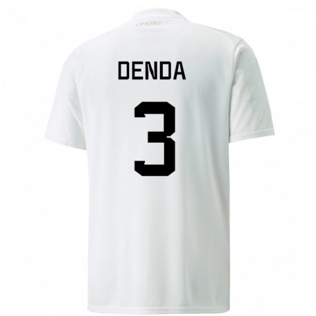 Kandiny Enfant Maillot Serbie Milica Denda #3 Blanc Tenues Extérieur 22-24 T-shirt