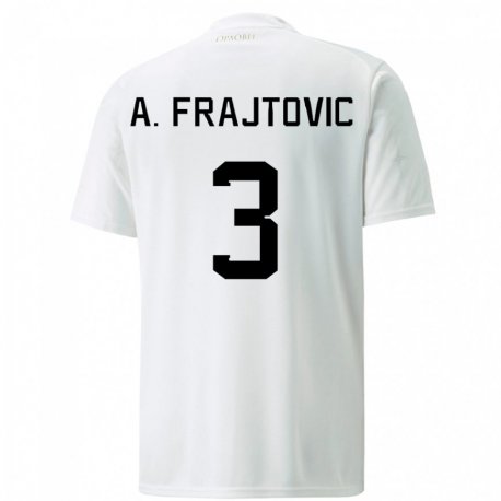 Kandiny Enfant Maillot Serbie Andela Frajtovic #3 Blanc Tenues Extérieur 22-24 T-shirt