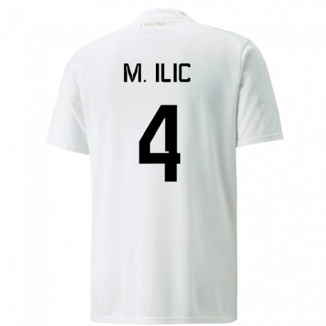 Kandiny Enfant Maillot Serbie Marija Ilic #4 Blanc Tenues Extérieur 22-24 T-shirt