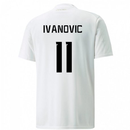 Kandiny Enfant Maillot Serbie Miljana Ivanovic #11 Blanc Tenues Extérieur 22-24 T-shirt