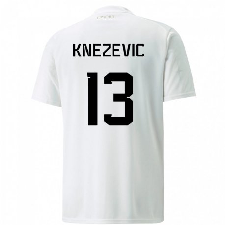 Kandiny Enfant Maillot Serbie Milana Knezevic #13 Blanc Tenues Extérieur 22-24 T-shirt