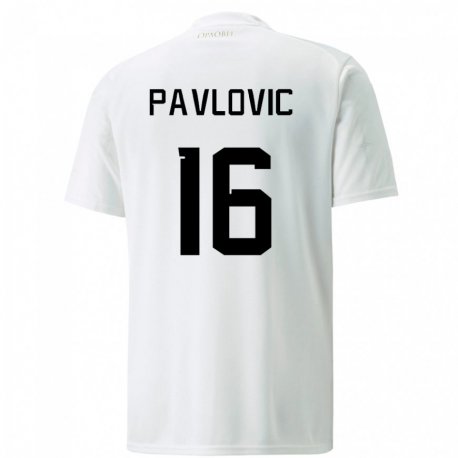 Kandiny Enfant Maillot Serbie Sara Pavlovic #16 Blanc Tenues Extérieur 22-24 T-shirt