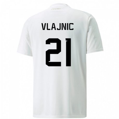Kandiny Enfant Maillot Serbie Tyla Jay Vlajnic #21 Blanc Tenues Extérieur 22-24 T-shirt