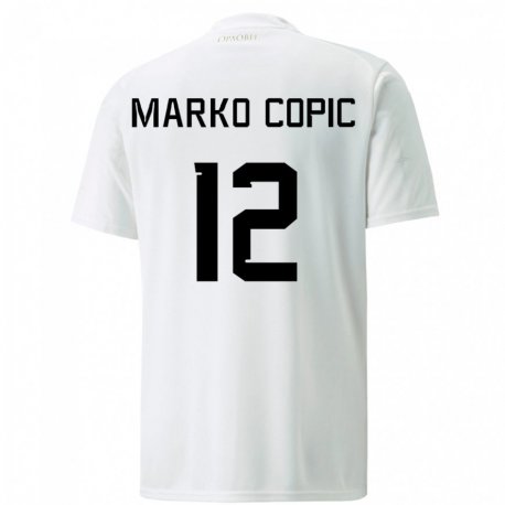 Kandiny Enfant Maillot Serbie Marko Copic #12 Blanc Tenues Extérieur 22-24 T-shirt
