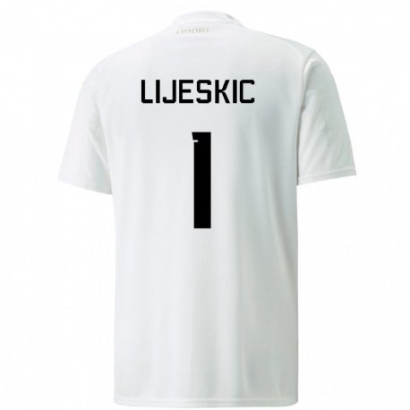 Kandiny Enfant Maillot Serbie Luka Lijeskic #1 Blanc Tenues Extérieur 22-24 T-shirt