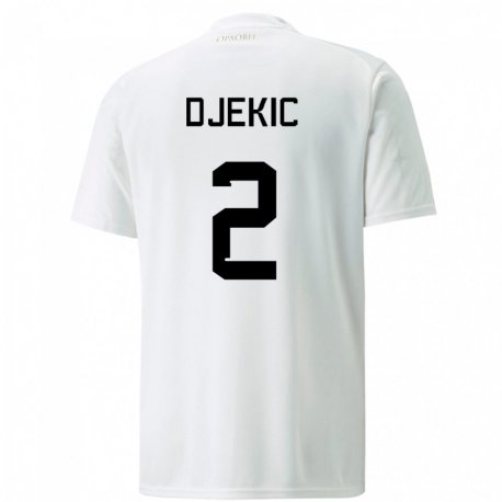 Kandiny Enfant Maillot Serbie Djuro Giulio Djekic #2 Blanc Tenues Extérieur 22-24 T-shirt