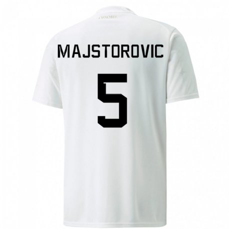 Kandiny Enfant Maillot Serbie Milan Majstorovic #5 Blanc Tenues Extérieur 22-24 T-shirt