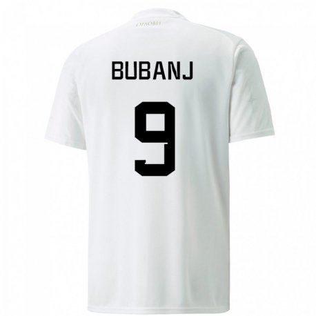 Kandiny Enfant Maillot Serbie Mateja Bubanj #9 Blanc Tenues Extérieur 22-24 T-shirt