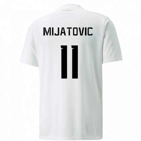Kandiny Enfant Maillot Serbie Jovan Mijatovic #11 Blanc Tenues Extérieur 22-24 T-shirt