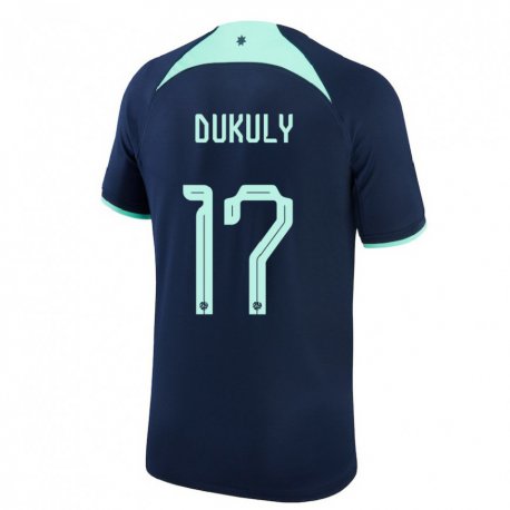 Kandiny Enfant Maillot Australie Yaya Dukuly #17 Bleu Foncé Tenues Extérieur 22-24 T-shirt