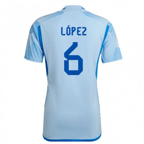 Kandiny Enfant Maillot Espagne Maitane Lopez #6 Bleu Ciel Tenues Extérieur 22-24 T-shirt
