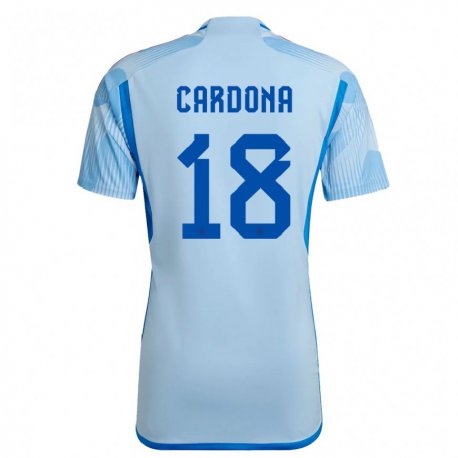 Kandiny Enfant Maillot Espagne Marta Cardona #18 Bleu Ciel Tenues Extérieur 22-24 T-shirt
